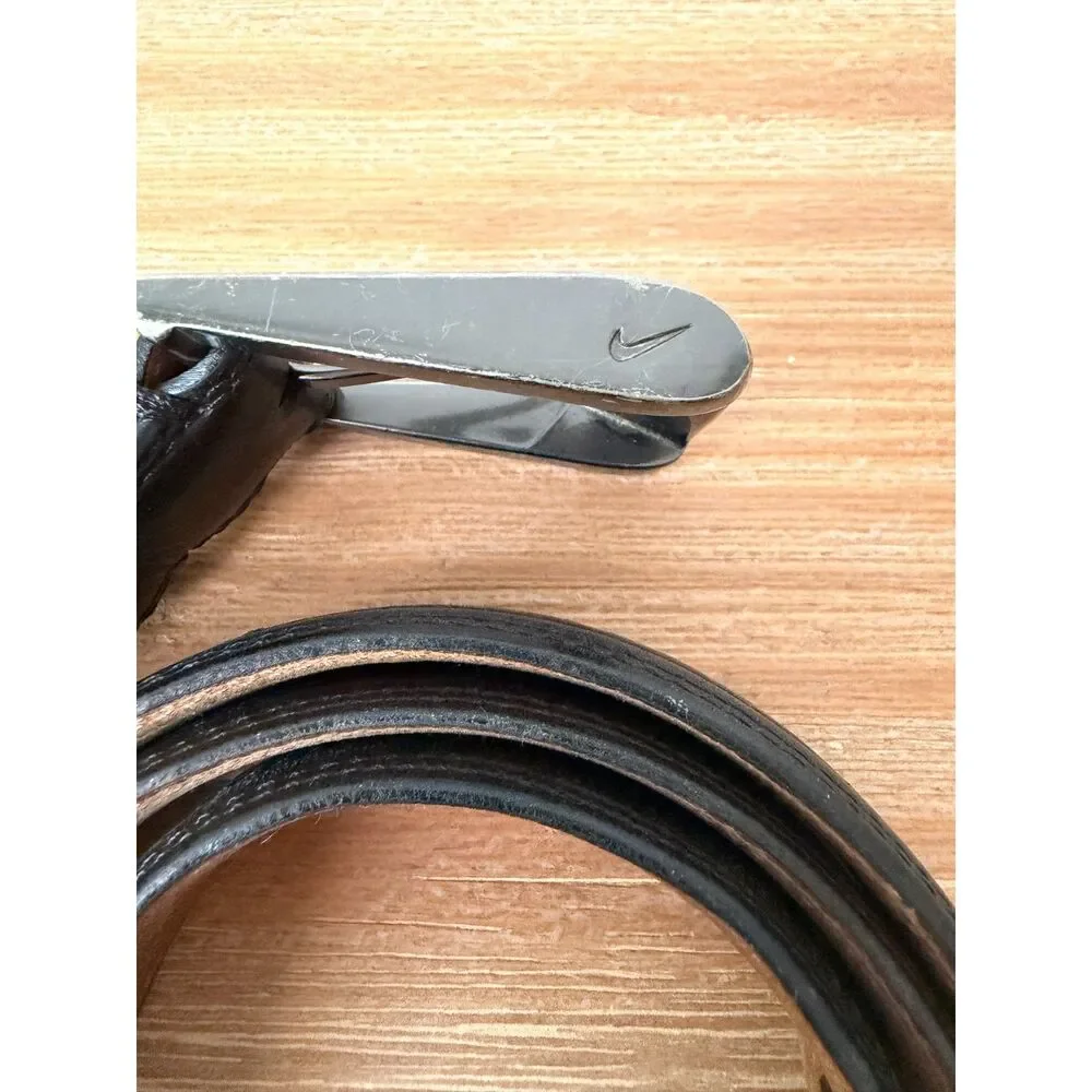 Nike Golf Men's Black Textured Leather Belt Double Row Stitching Sz 40
